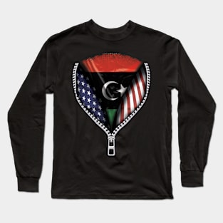 Libyan Flag  Libya Flag American Flag Zip Down - Gift for Libyan From Libya Long Sleeve T-Shirt